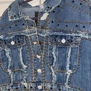 Veste En Jean Forever 21 - Style American Jacket Avec Studs (clous) - Taille L - Occasion Très Bon état